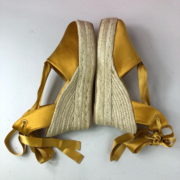 Tory Burch Wedged Espadrille Golden Yellow Sz 9.5M - Picture 6 of 8